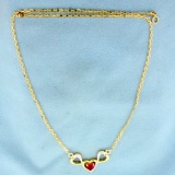 Pink Sapphire Heart Necklace In 10k Yellow Gold