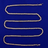 24 Inch Rope Style Chain Necklace In 14k Yellow Gold