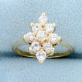 1ct Tw White Sapphire Cluster Ring In 14k Yellow Gold