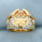 4ct Synthetic Citrine Ring In Gold Plated Sterling Silver