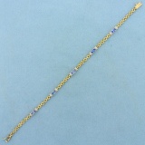 1 1/3ct Tw Tanzanite And Diamond Bracelet In 14k Yellow Gold