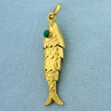 Vintage Mechanical Fish Charm Or Pendant In 18k Yellow Gold