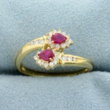 Pink Sapphire And Diamond Bypass Ring In 18k Yellow Gold