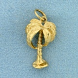 Palm Tree Pendant In 14k Yellow Gold
