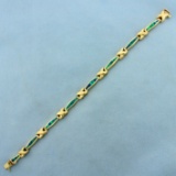 Opal Line Bracelet In 14k Yellow Gold