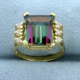 Mystic Topaz And Diamond Ring In 14k Yellow Gold