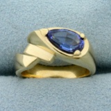 Unique Tanzanite Ring In 14k Yellow Gold