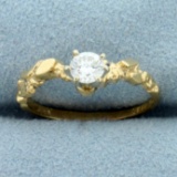 1/3ct Diamond Solitaire Nugget Style Ring In 14k Yellow Gold