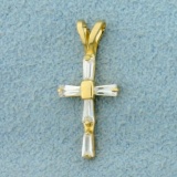 Cross Pendant With Cz Gemstones In 14k Yellow Gold