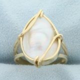 Mother Of Pearl Statement Ring In 14k Yellow Gold