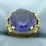 Vintage 12ct Purple Sapphire Solitaire Ring In 14k Yellow Gold