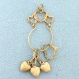 Heart Charm Holder Pendant With Charms In 14k Yellow Gold