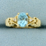 1ct Sky Blue Topaz And Diamond Ring In 10k Yellow Gold