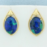Lapis Lazuli And Malachite Earrings In 14k Yellow Gold