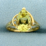 3ct Citrine And Diamond Ring In 10k Yellow Gold