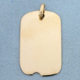 Engravable Dog Tag Pendant In 14k Yellow Gold