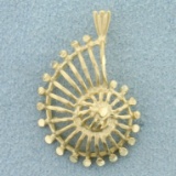 Abstract Spiral Seashell Pendant In 14k Yellow Gold