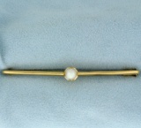 Antique Akoya Pearl Pin In 18k Yellow Gold