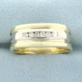 Mens Two Tone Diamond Ring In 14k Yellow And White Gold