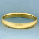 Flower Design Etched Bangle Bracelet In 14k Yellow Gold