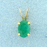 1/2ct Natural Emerald Solitaire Pendant In 14k Yellow Gold