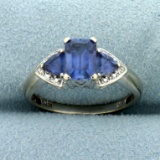 1.5ct Tw Lab Sapphire And Diamond Ring In 10k White Gold