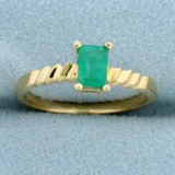 1/2ct Emerald Solitaire Ring In 14k Yellow Gold