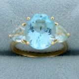 7ct Tw Swiss And Sky Blue Topaz Three-stone Ring In 14k Yellow Gold