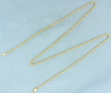 22 Inch Rope Style Chain Necklace In 14k Yellow Gold