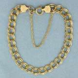 Double Cable Link Chain Charm Bracelet In 10k Yellow Gold