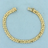 Unique Diamond Cut Designer Link Bracelet In 14k Yellow Gold