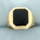 Mens Antique Onyx Ring In 10k Yellow Gold