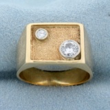 Unique Men's 1/2ct Tw 2 Stone Diamond Ring In 14k Yellow Gold
