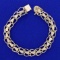 7 3/4 Inch Double Flower Design Bracelet In 14k Yellow Gold