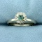 Rare 1/3ct Tw Vanadium Chrysoberyl And Diamond Flower Ring In 14k White Gold