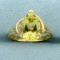 3ct Citrine And Diamond Ring In 10k Yellow Gold