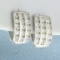 1ct Tw Cz Triple Row Huggie Style Earrings In 14k White Gold