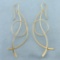 Large Abstract Design Dangle Earrings In 10k Yellow Gold