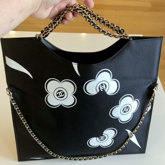 Genuine Chanel 3-in-1 Camellia Silk Tote Clutch Shoulder Bag