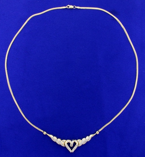 3/4ct Tw Diamond Heart Necklace In 14k Yellow And White Gold