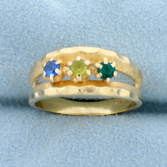 1/3ct Tw Lab Emerald, Lab Sapphire, And Citrine Ring In 10k Yellow Gold