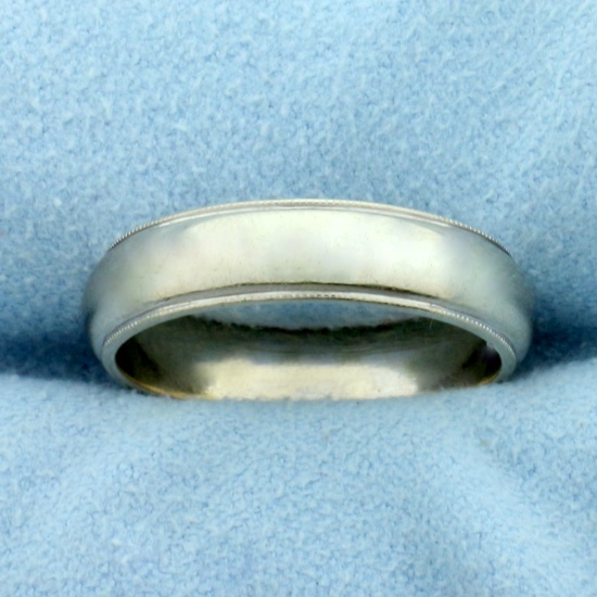 Milgrain Beaded Edge Wedding Band Ring In 14k White Gold