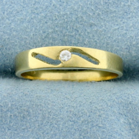 Unique Cz Band Ring In 14k Yellow Gold