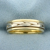 Men's Unique Two Tone Braided Design Wedding Band Ring In 14k Yellow And White Gold