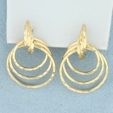 Diamond Cut Multi Loop Earrings In 14k Yellow Gold