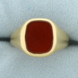 Carnelian Signet Ring In 18k Yellow Gold