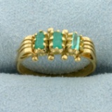 Antique Emerald Three Stone Baguette Ring In 14k Yellow Gold