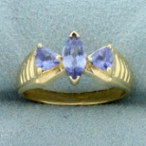 1.5ct Tw Tanzanite Three-stone Ring In 14k Yellow Gold