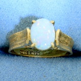Opal Solitaire Ring In 14k Yellow Gold