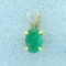 1/2ct Natural Emerald Solitaire Pendant In 14k Yellow Gold